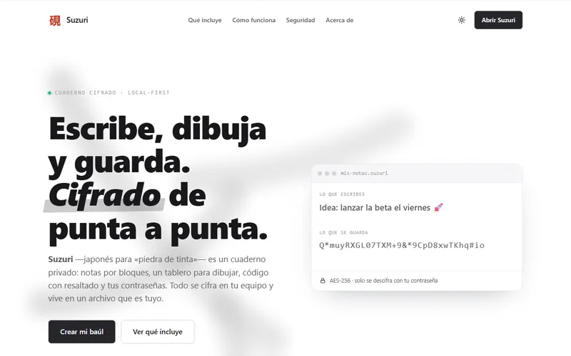 Suzuri — screenshot of the live site